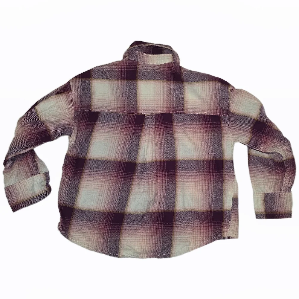Osh Kosh Pink Flanel Button-Up Shirt Kids Sz 4 Soft Pink 100% Cotton Layer Cover
